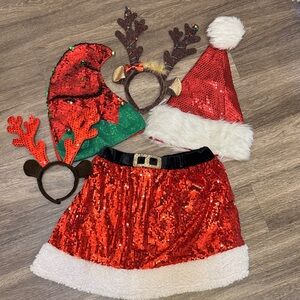 RUNNING COSTUME SET! Women’s Festive Red Sequin Costume Set. EXCELLENT & NEW!